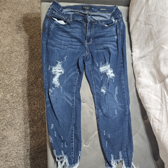 Judy Blue Denim - Judy Blue Distressed Dark Blue Ankle Jeans